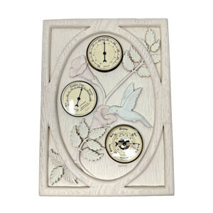 Vintage Ramsey Wood Weather Station Barometer Thermometer Hygrometer Hand Carved